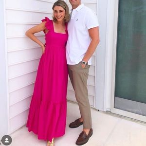 Express Fuchsia Ruffle Strap Maxi Dress